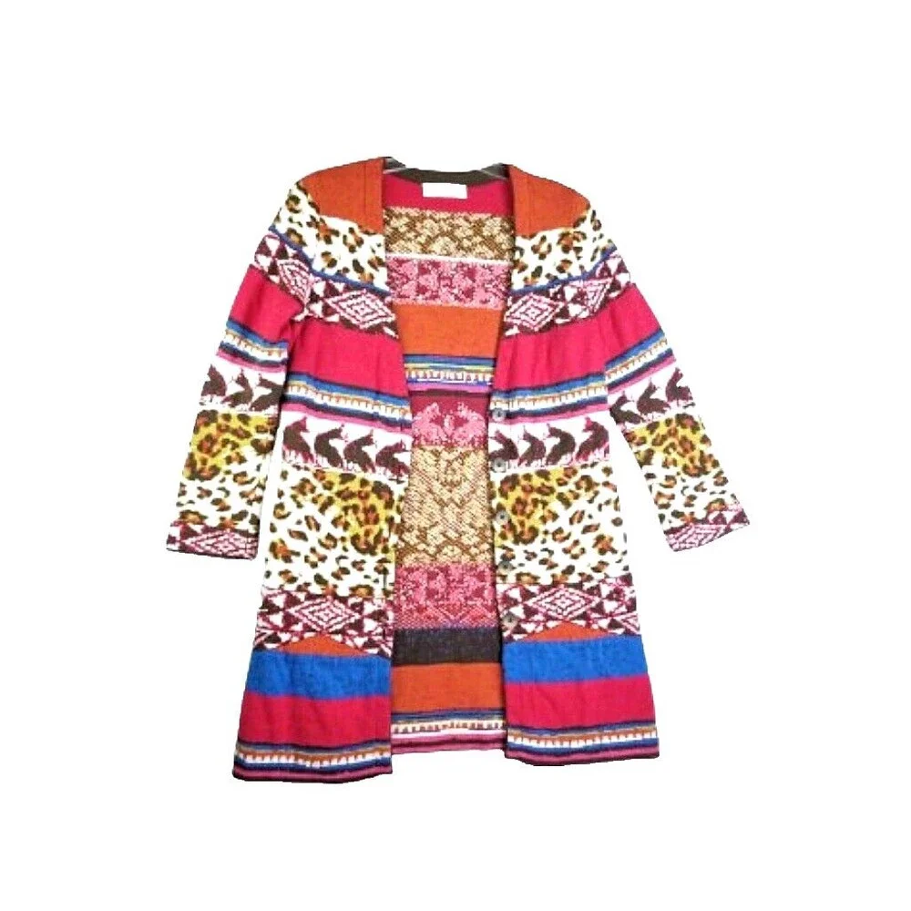 Anthropologie ALDOMARTINS Mariana Cardigan Sweater XS Colorful Wool Blend Knit - Picture 6 of 11